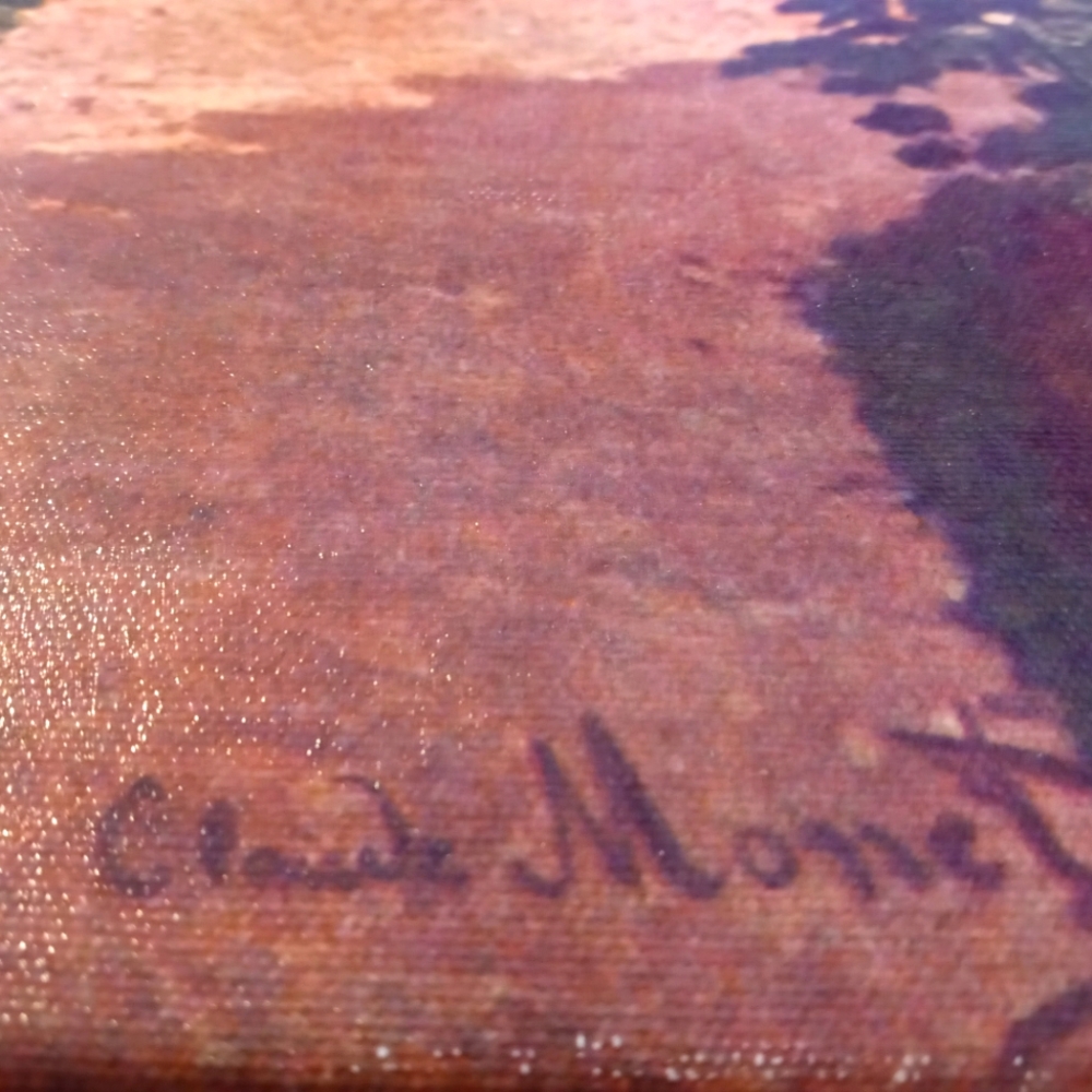 🌅"Claude Monet" Authentic Oil Print Art🏂Signed Art,On Canvas,Size 16"×20"🏆⛳